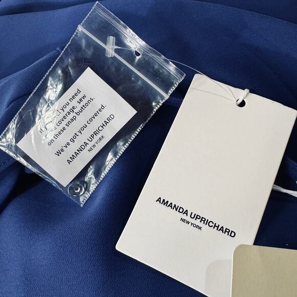 Amanda Uprichard Medium Matthews Midi Dress Surplice V-Neck Sleeveless Slit Blue - Picture 9 of 10